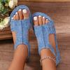 Fashion Shoes for Women 2024 Hot Sale Open Toe Women's Sandals Summer Denim Solid Outdoor Casual Beach Large Size Comfortable Sandals