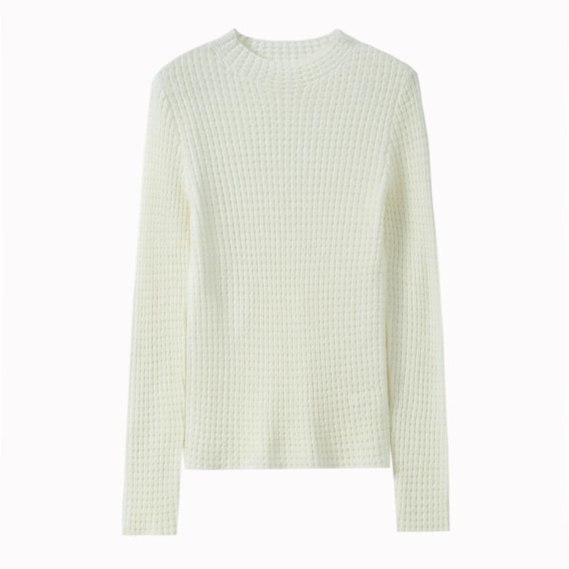 Detail exquisite semi-turtleneck slim-fit bottoming shirt full wool soft waxy temperament wool sweater