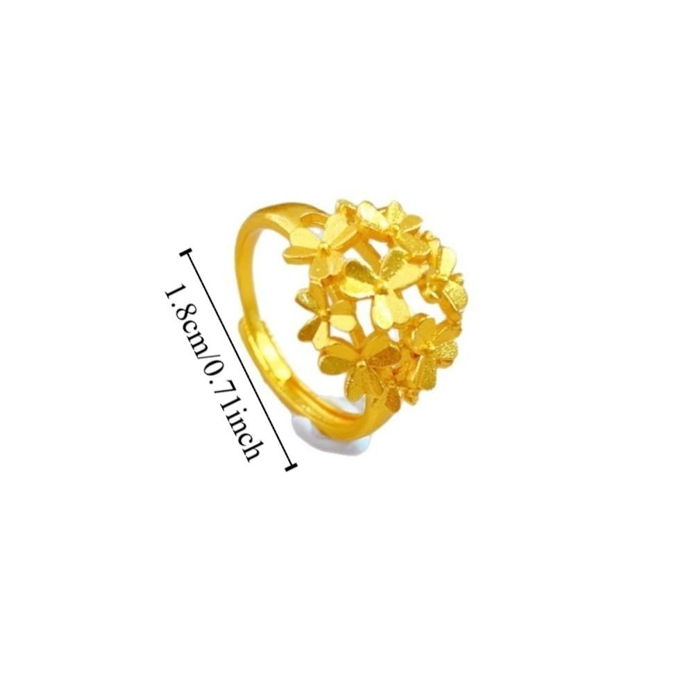 Gold Plated Floral Adjustable Ring Copper Gold Jewelry Accessories Peony Rhinestone Rings  Wedding