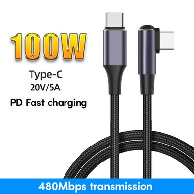 PD100W Type-C USB C 90 Μοιρών Γωνιακό Καλώδιο Δεδομένων 100W 480Mbps Γρήγορη Φόρτιση Νάιλον Καλώδιο Γραμμής Δεδομένων