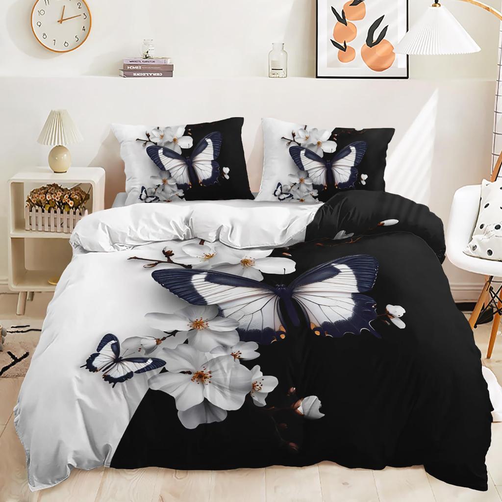 Cartoon Butterfly Down Comforter Set Bedding Set 3-piece Duvet Cover Set