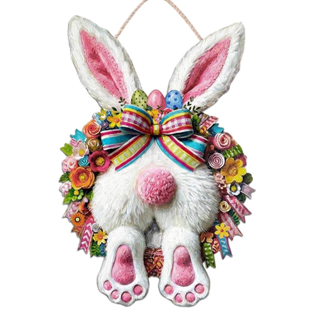 Décoration Suspendue en Bois Dessin Animé Pâques, Pendentif Décoratif en Bois Printemps, Décoration de Pâques