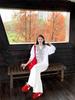 Women's Plus-Size Pure Cotton Long-Sleeve White T-Shirt - Trendy American Brand, High-Quality, Loose Fit, 2025 Autumn Collection