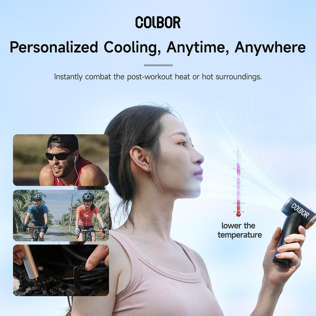 COLBOR AirMaxx A1 60W Electric Air Duster Mini Jet Fan with LED Light 100000RPM 4 30m S Stepless Adjustment with