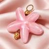 Handmade Ceramic Necklace Pendant, Star Fish Flower Charms with Golden Plated Findings, Ocean Theme Charms for DIY Earring Bracelet Jewelry Making