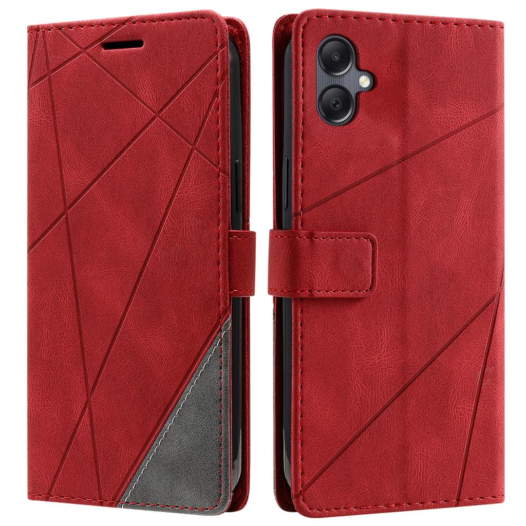 For Samsung Galaxy A06 4G Case Imprinted Lines PU Leather Splicing Wallet Phone Cover