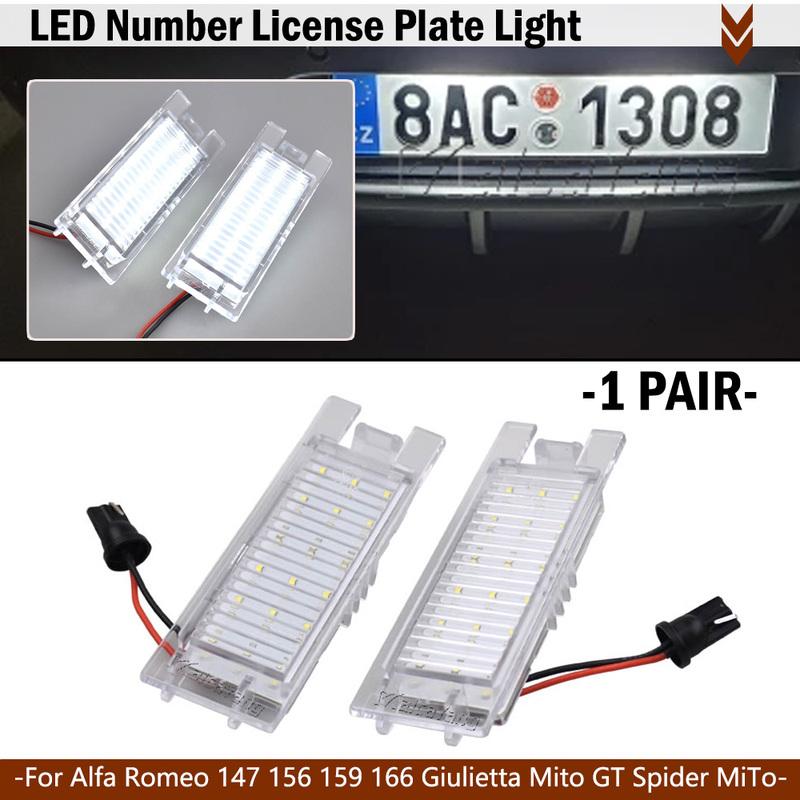 For Fiat Grande Punto Evo Van Pratico Brava Bravo Cinquecento Croma Doblo Linea Marea White Led License Number Plate Light Lamps