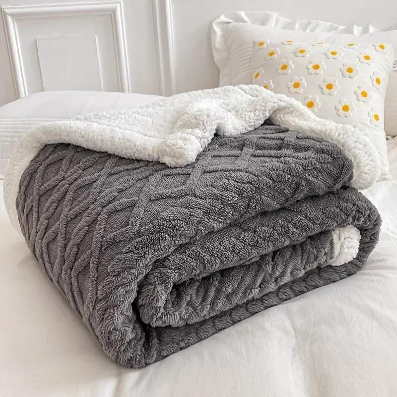 Plaid-Bettdecke für Kinder und Erwachsene, warme Winterdecken und Überwürfe, dicke Woll-Fleece-Überwurf, Sofa-Bettdecke, Bettdecke, weiche Tagesdecke