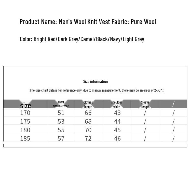 Hengyuanxiang Men's Pure Wool Stand-Collar Zipper Vest