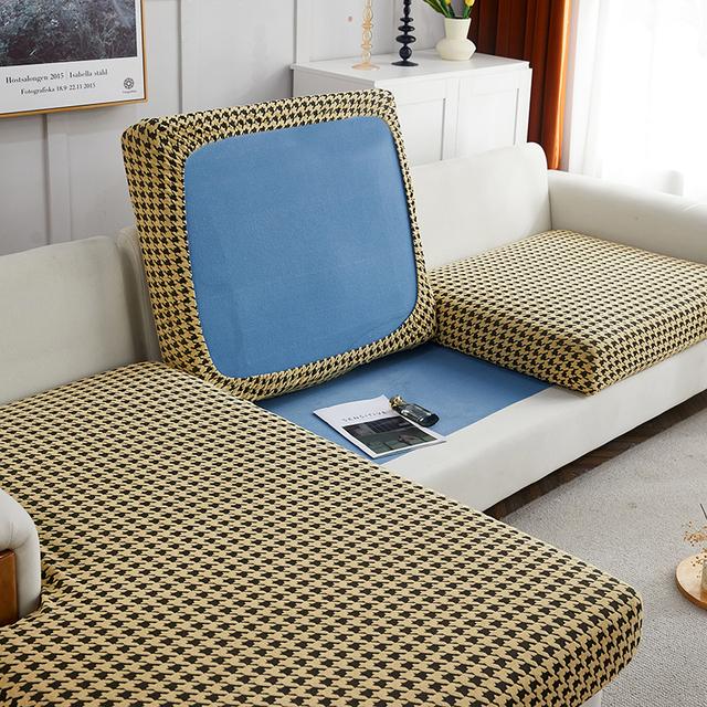 Thick Grid Jacquard Sofa Cushion Cover Slipcovers Elastic Sofa Seat Cover Sofa Seat Cushion Protector