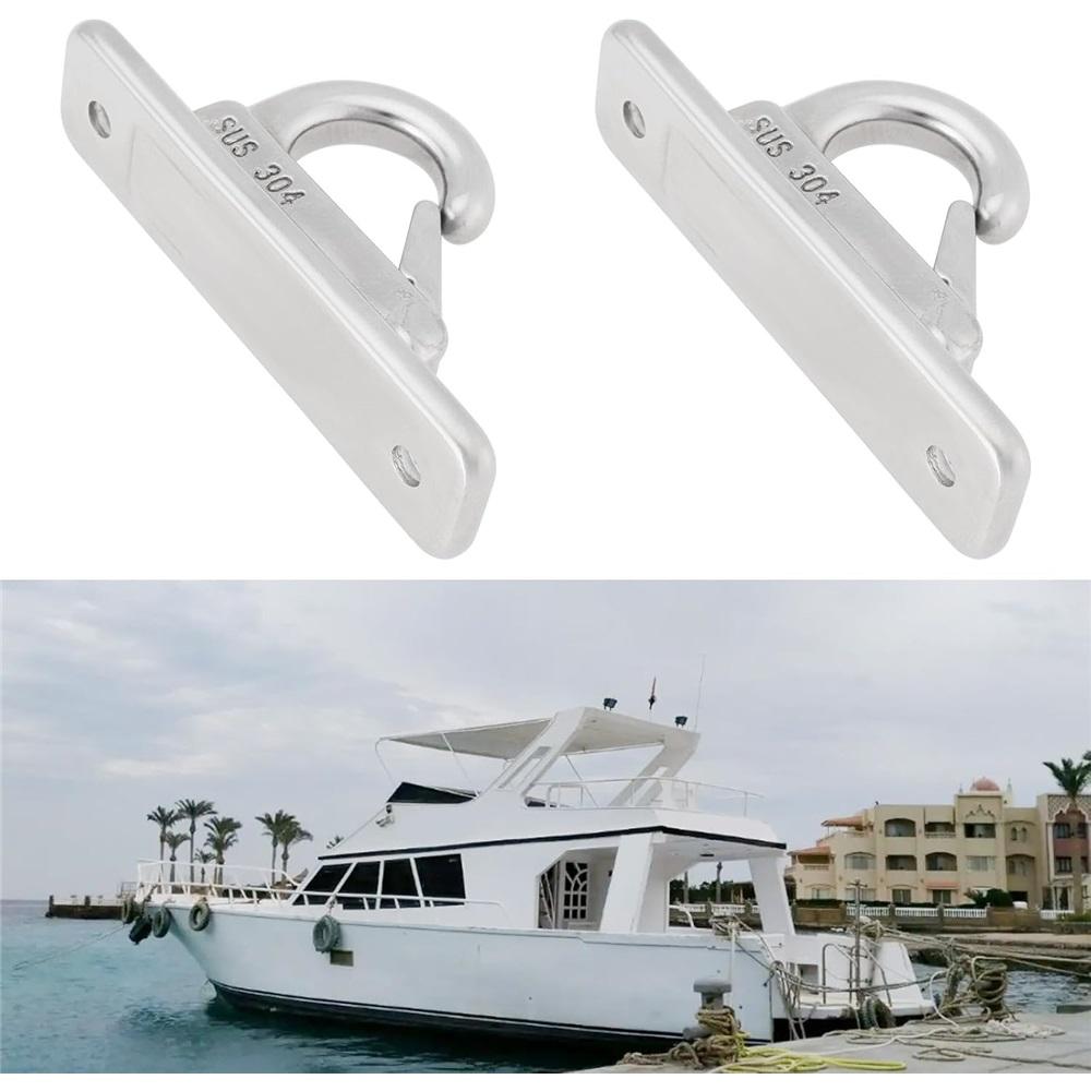 4pcs Marine Fending Hooks 304 Stainless Steel Boat Fender Hooks Marine Hooks Boat Hooks Spring Hooks For Boats Trailers, 70x17mm