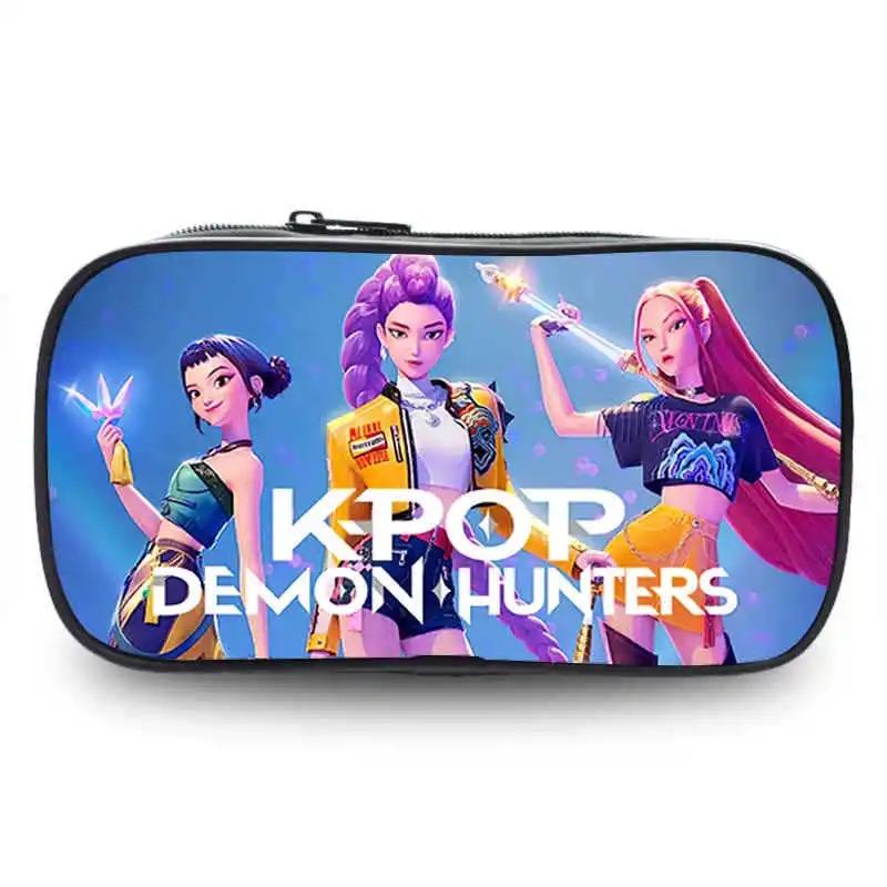 KPop Demon Hunters Pencil Case Anime Print Peripheral Pen Pouch Cartoon Student Stationery Storage Bags Back To School Gifts New