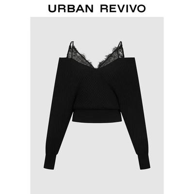 UR Dámský krajkový patchworkový úpletový crop top cami