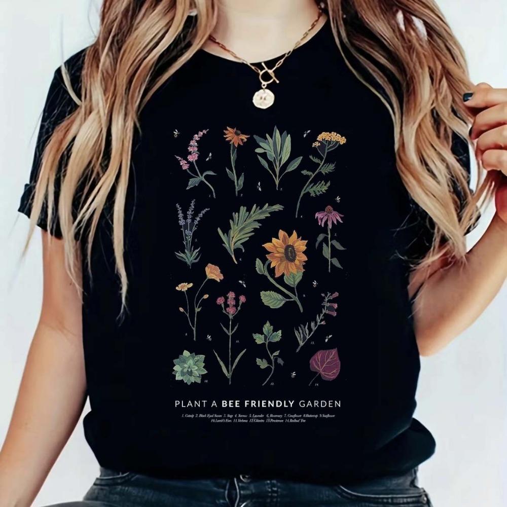 Vintage Botanická Grafická Trička Pánské Dámské Unisex Houbová Kouzelnická Polička Potisk Ležérní Krátký Rukáv Letní Top Trička