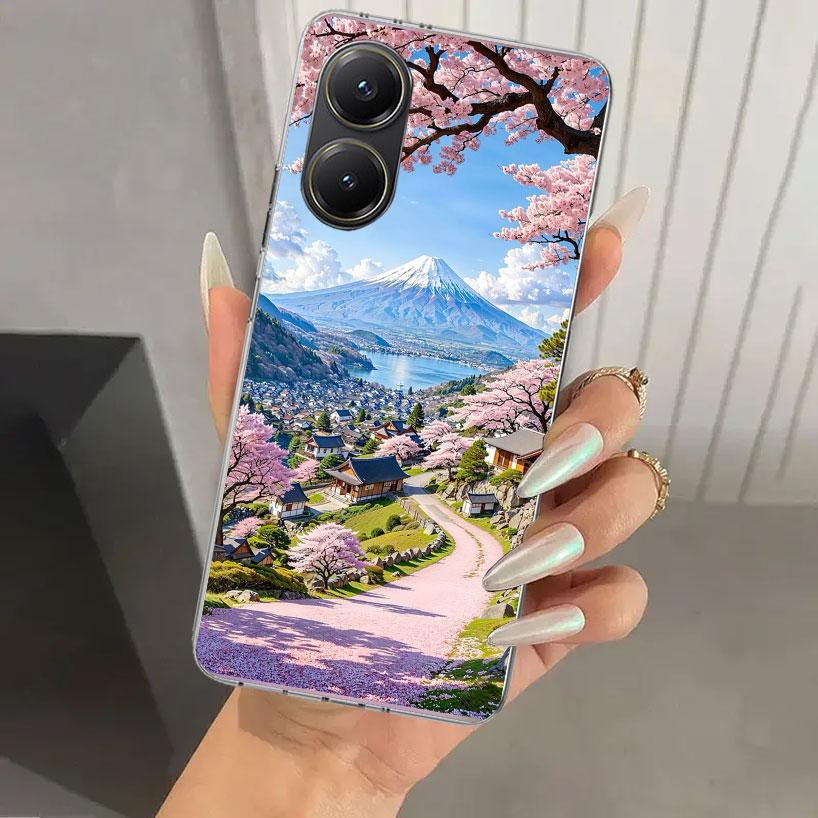 Japanese Cherry Mount Fuji Phone Case for Xiaomi Poco X5 X6 X7 Pro F7 Ultra M7 Redmi 15 15C 13 13C 12 12C 10 10A 10C 9 9A 9C 9T