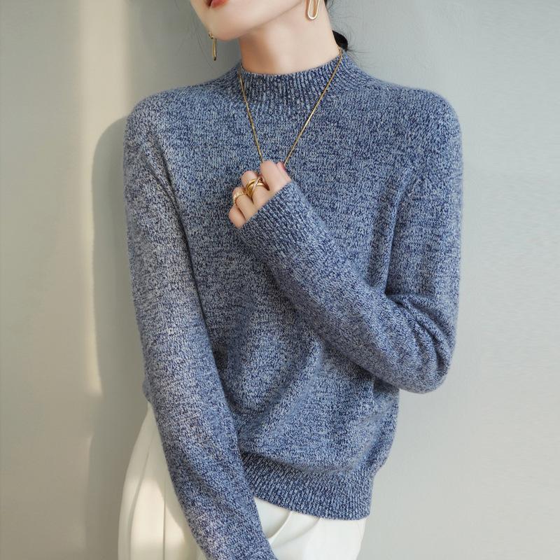 The New Long-sleeved Sweater Top with A Semi-high Neck and A Base Layer Makes You Look Slimmer and More Fashionable In Spring and Autumn