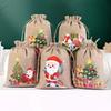 1/30pcs Mini Christmas Drawstring Gift Bags Linen Santa Claus Elk Candy Biscuit Storage Bags Kids New Year Party Packaging Pouch