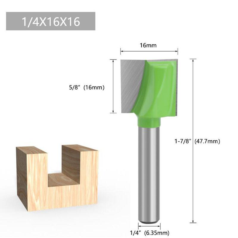 

1 шт., 1/4 дюйма, чистящая нижняя фреза с хвостовиком, прямая фреза, чистая фреза, деревообрабатывающая силовая машина 16mm зелёный