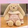 Pp Cotton Plush Bunny Doll With Checkered Dress And Floral Bow Decoration For Women And Friends