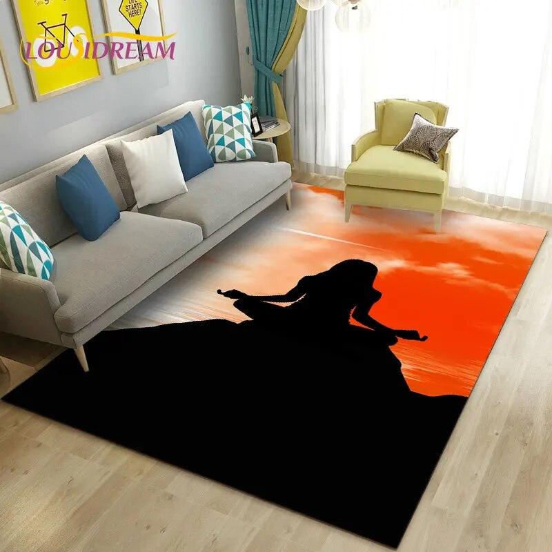 Rainbow 7 Chakra Mandala Bohemia Area Rug,Carpet Rug for Living Room Bedroom Sofa Doormat Decoration,Yoga Non-slip Floor Mat