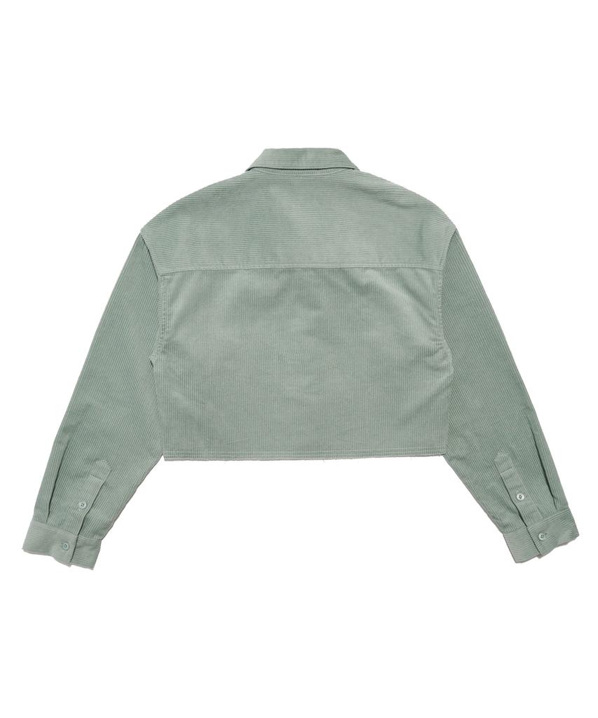 DELICCENT Corduroy Loose Crop Shirt [Mint]