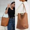 Genuine Leather Women's Bucket Tote - Large Capacity Soft Leather Handbag for Daily Commute