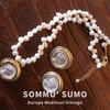 18K Electroplated Real Gold Diamond Hercules Ancient Coin Necklace, Portrait Antique Pendant Inlaid with Baroque Pearl Earrings