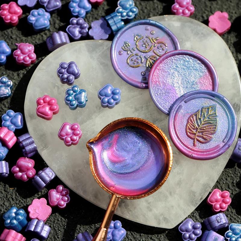 150pcs Original Cat Paw Seal Wax Grains Mixed Color Pearlescent Wax DIY Manual Account Greeting Card Envelope Decoration