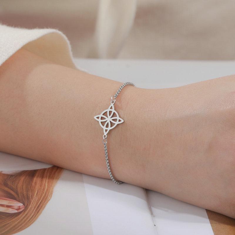 Trendy Adjustable Double Layer Witch Knot Bracelet for Women - Stainless Steel Hand Jewelry