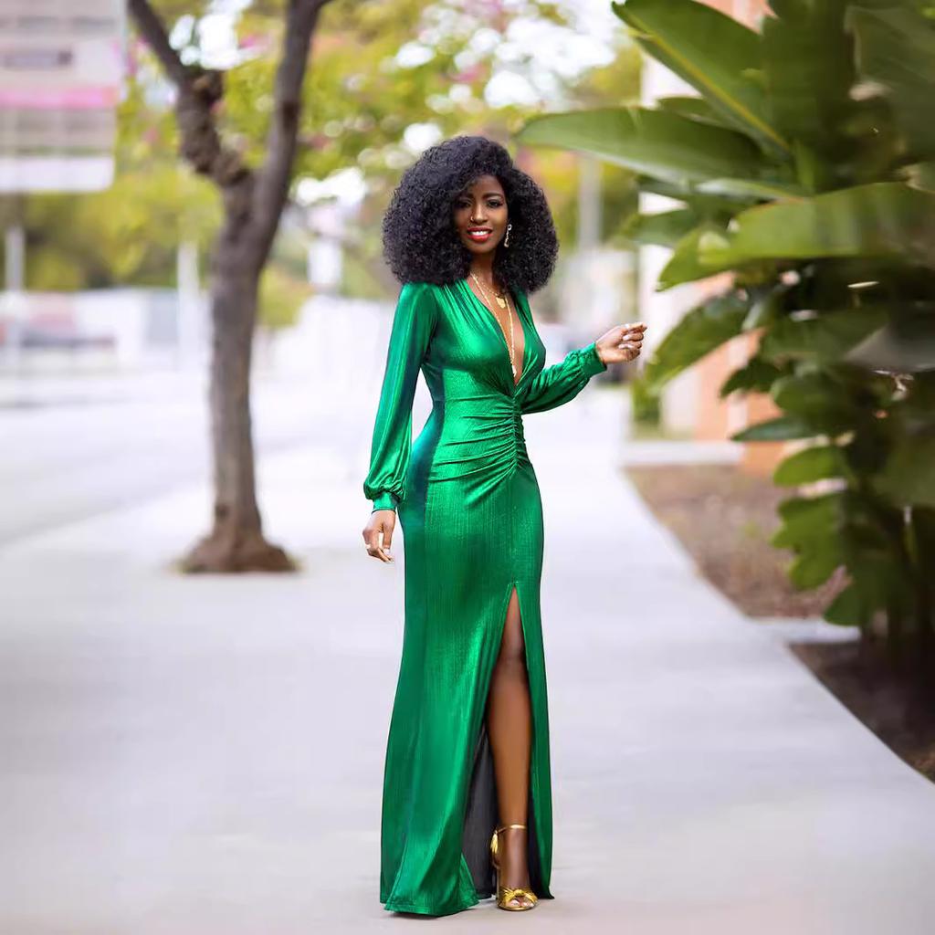 Robe de soirée moulante et sexy de couleur unie pour femme