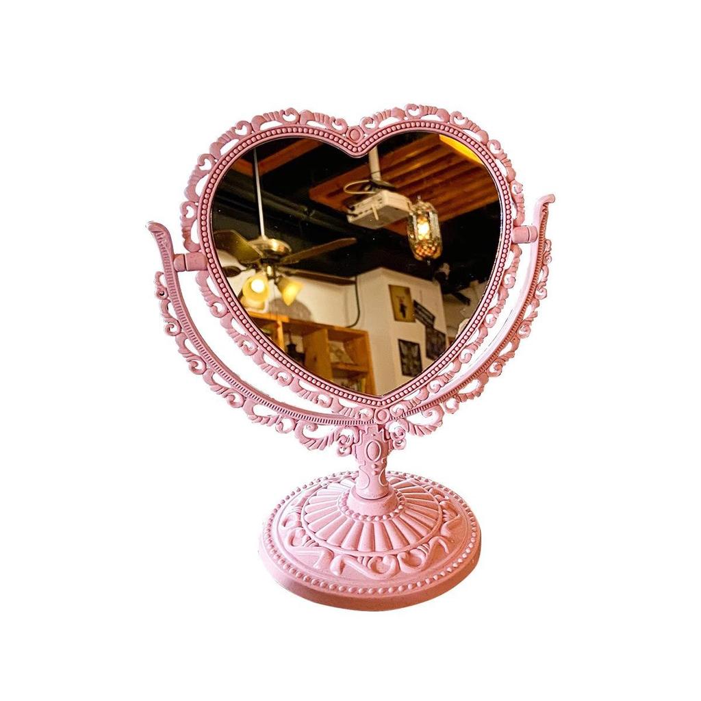 European Retro Style Double-Sided Makeup Mirror - Small Desktop Princess Mirror for Bedroom or Dormitory.