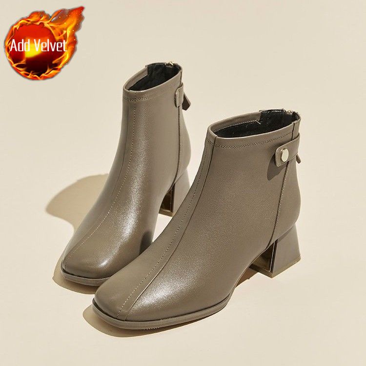 

Модные женские короткие туфли для работы, осенне-зимние ботильоны, теплые кожаные цвета хаки из полиуретана, готические ботинки по акции, мода 2025 Y2k, ботильоны для женщин 35