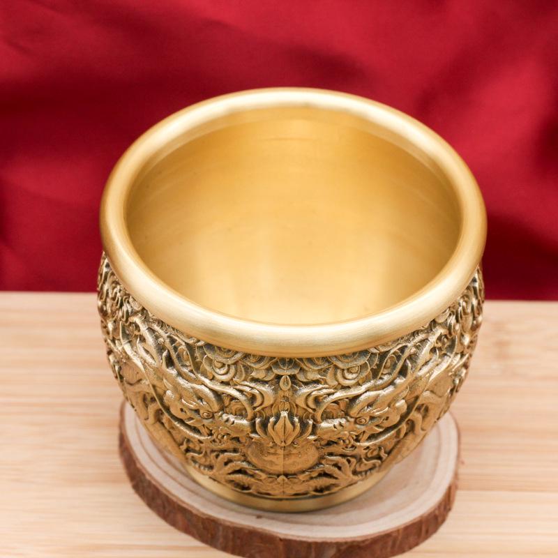 Brass Dragon Rice Jar Ornament: Wealth-Attracting Home & Office Decor