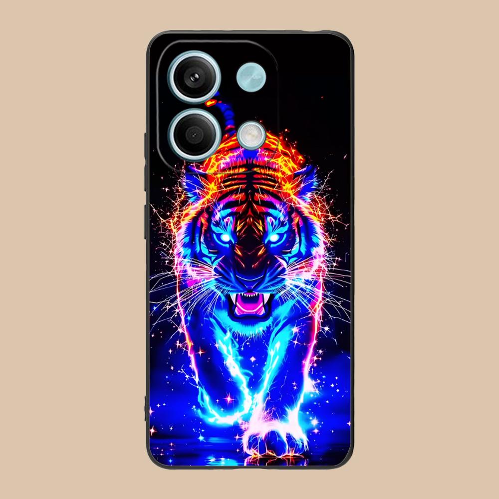 Tiger Neon Mobile Cell Phone Case for POCO M7 M6 M5 M4 M3 X7 X6 X5 X4 X3 Pro GT 5G Colorful Printing Cover Luxury Pretty Cover
