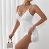 Women Evening Party Spaghetti Strap Solid Color Backless Sexy Mini A Line Dress