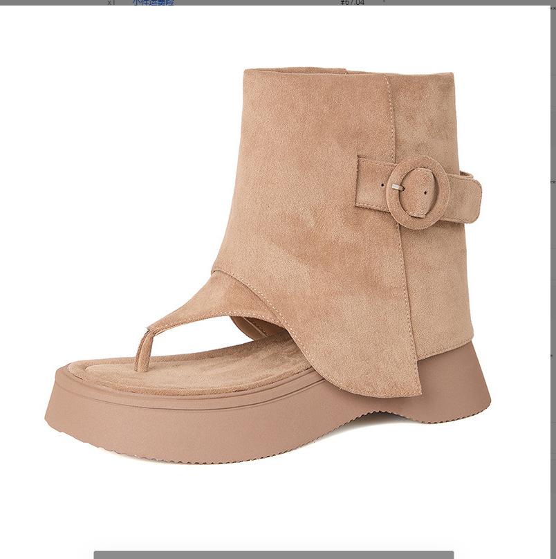 Высококлассные двусторонние остроносые ковбойские сапоги женские нишевые 2025 новые осенне-зимние ретро на толстом каблуке на платформе модные сапоги 35 хаки 3980₽