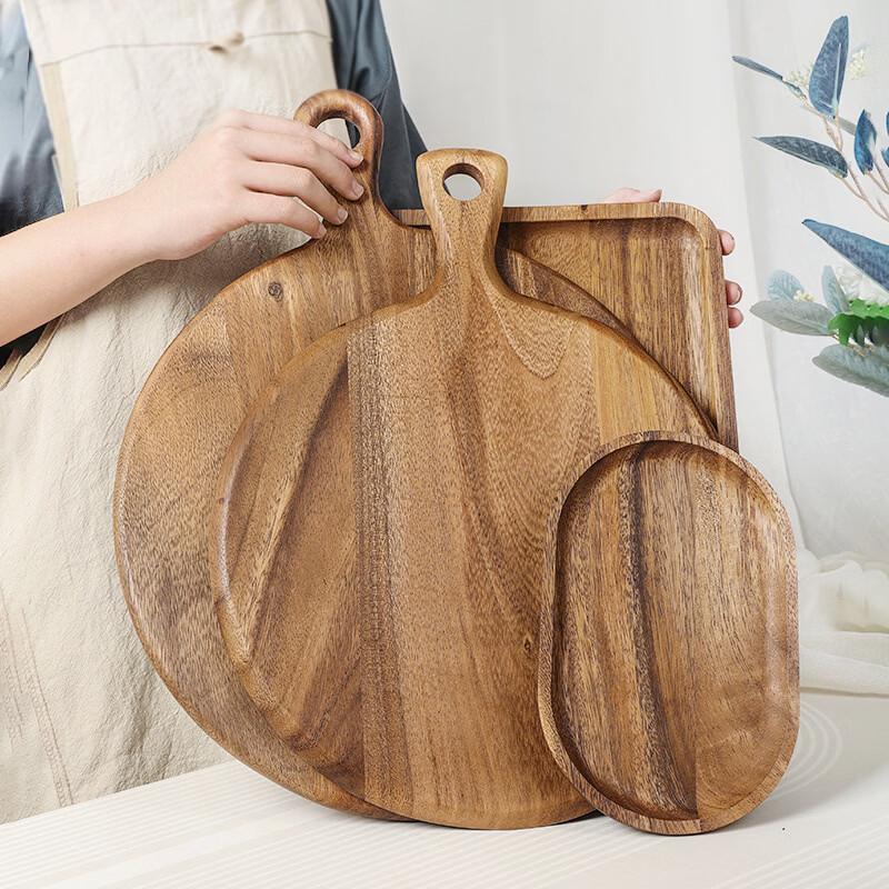 Ru Han Small Round Wooden Steak & Serving Plate