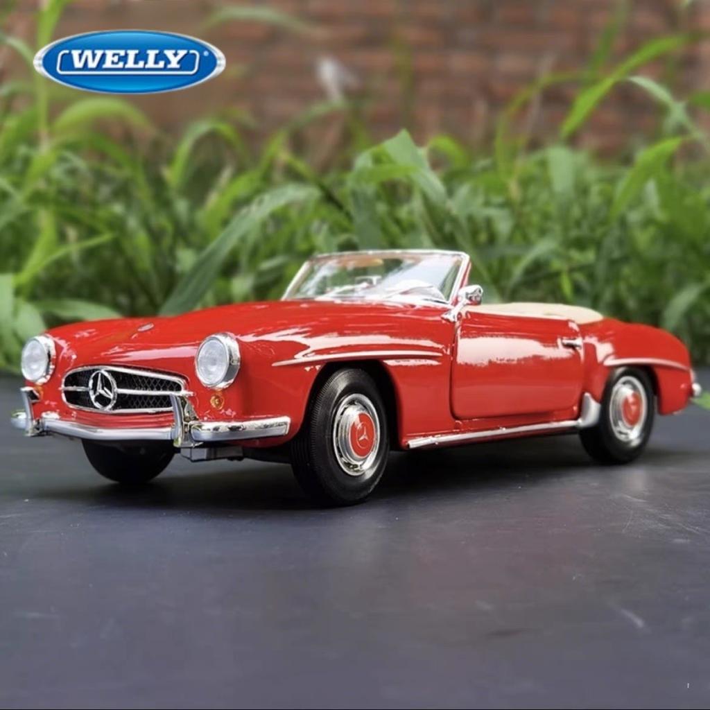 Welly 1/24 1955 Mercedes Benz 190 SL Alloy Scale Model Car Diecast Metal Car Model Statc Collection Kids Toy Car Vehicle Gift
