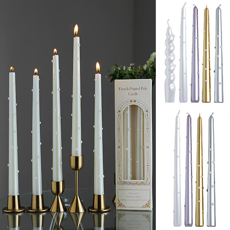 2PC DIY Pearl Pearlescent Candles Smokeless Candles Party Decoration Pearlescent Color Elegant 18/25/30cm