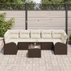 vidaXL 8-Piece Garden Sofa Set with Brown Cushions Poly Rattan, 2-Seater Garden Sofa with Storage & 3354627