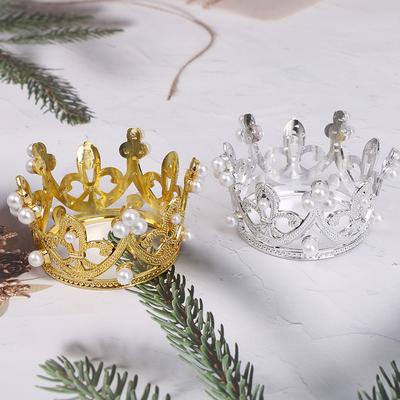 Mini Gold Crown Princess Topper Crystal Pearl Tiara Hair Valentine/'s Day Gift OL