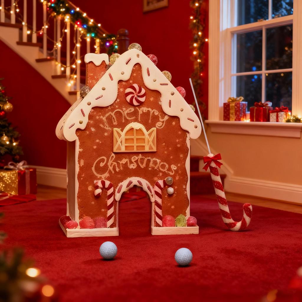 Gingerbread Golf Game Set Acrylic Portable Funny Home Decor Christmas Party Games For Thanksgiving Home Holiday New Year Kids