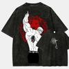 Double Sided Escanor The Seven Deadly Sins Vintage Washed Anime Tee Lion Sin of Pride Graphic Oversized Cotton Streetwear Casual Short Sleeve Tee Tops