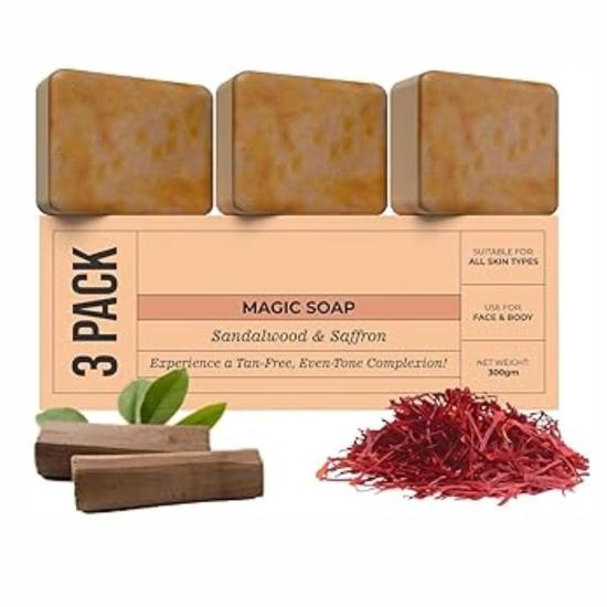 

Ghar Magic Soap Удаление загара Оригинал (Упаковка 300 г из 3 штук) | Мыло Кесар | Средство для удаления загара Осветление кожи Для мужчин и женщин