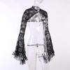 JY22221 Bell Sleeve Lace Hollow-Out Silk Cardigan for Women - European & American Autumn/Winter Fashion