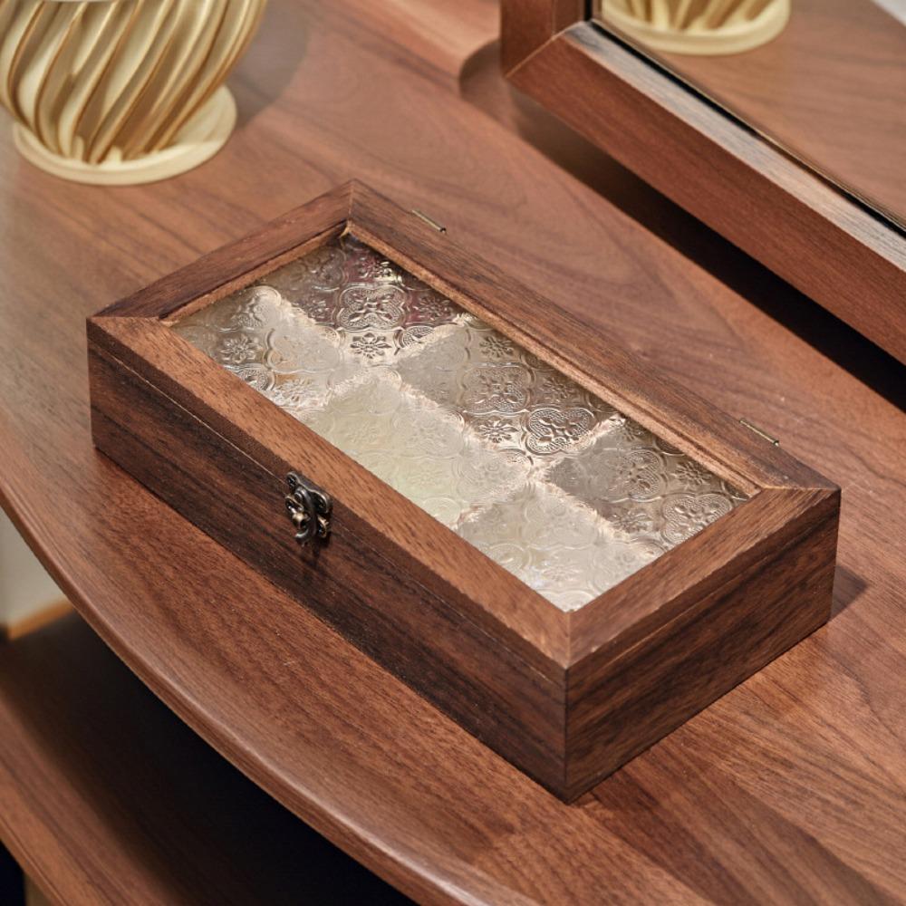 Decorative Wooden Jewelry Storage Box Crabapple Flower Solid Wood Storage Cabinet  Trinket