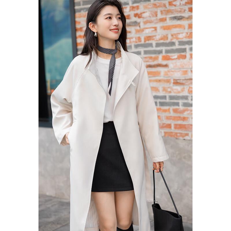 Mokaona Women's Elegant Mid-Length Long-Sleeve Trench Coat MKNJD3888