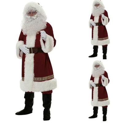 Luxuriöses Weihnachtsmannkostüm Weihnachtsoutfit Cosplay-Set Weihnachtsmann Herrenkostümset für Feiertagspartys und festliche Feiern