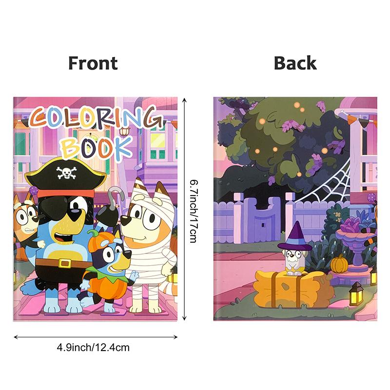 12 Stlyes Bluey Bingo Anime Figure Children's Coloring Book DIY Caroon Puzzle Education Graffiti Painting Book Kids Gift