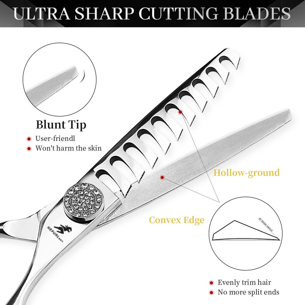 6.0 Inch Nepson 10 Teeth, Hair Scissors, Bangs Scissors, Tooth Scissors, Thin Cuts, 50% Hair Removal.